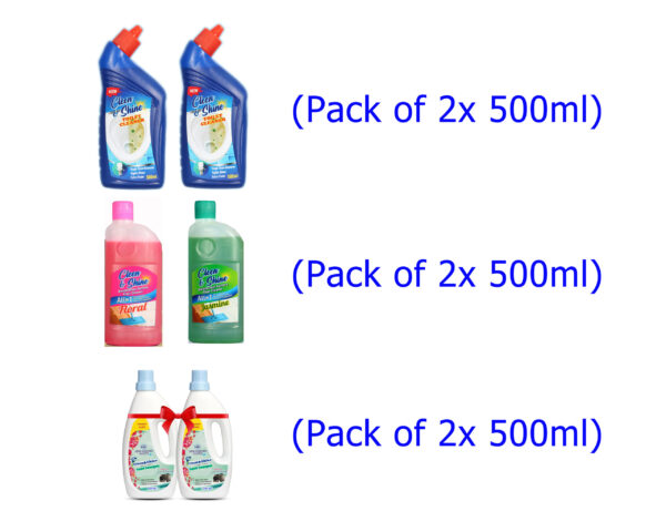 Floor Cleaner, Toilet Cleaner, Detergent Liquid pack of 2 Total 6 Items